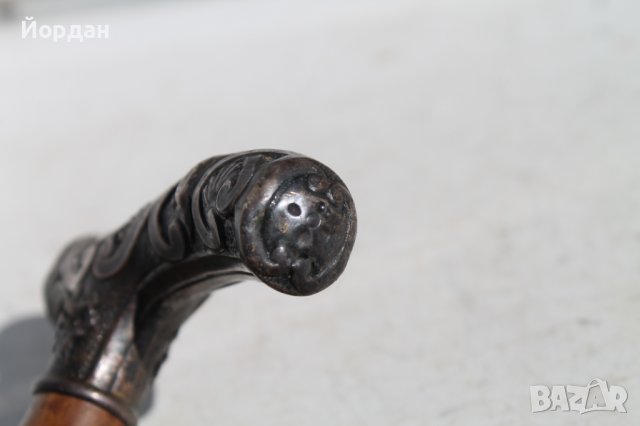 Стар бастун от бамбук със сребърна дръжка, снимка 8 - Колекции - 38300242