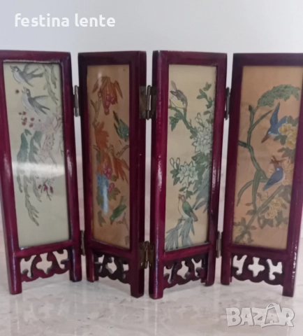 Мини китайски винтидж параван, снимка 6 - Декорация за дома - 52319201
