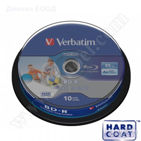 Оптичен диск BD-R PRINTABLE Verbatim Hard Coat 25GB 6X опак. 10бр.