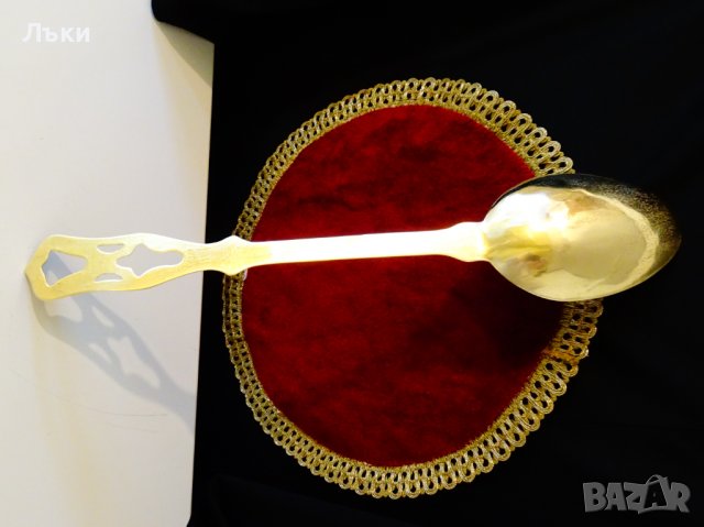 Старинна бронзова лъжица,черпак 45 см. , снимка 6 - Антикварни и старинни предмети - 38839386