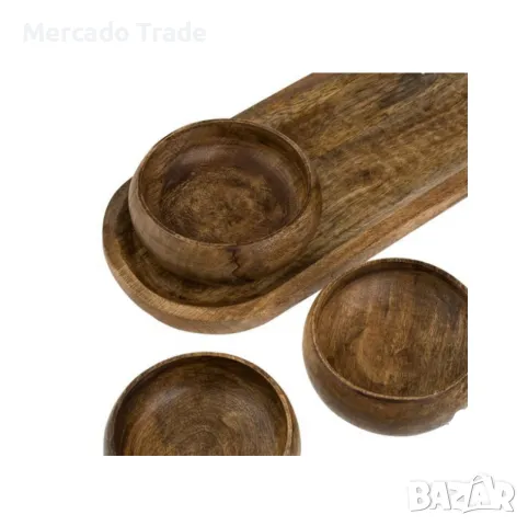 Плато за ордьоври Mercado Trade, 3бр. купички, Дърво, Кафяв, снимка 3 - Аксесоари за кухня - 50436663
