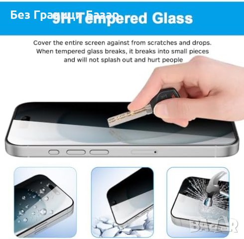 Ново Защитно Фолио iPhone 15/15 Pro - Анти-поглед Лесен Монтаж, снимка 4 - Фолия, протектори - 43498193