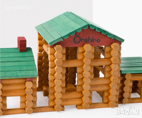 ТОП! Дървена къща кабинка конструктор с 90 части / всички дървени играчки, снимка 2 - Конструктори - 36367788