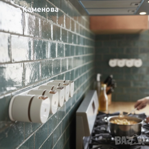 Магнитни стъклени буркани за подправки 6 броя – Стилен комплект за подредена кухня, снимка 2 - Други - 52775442