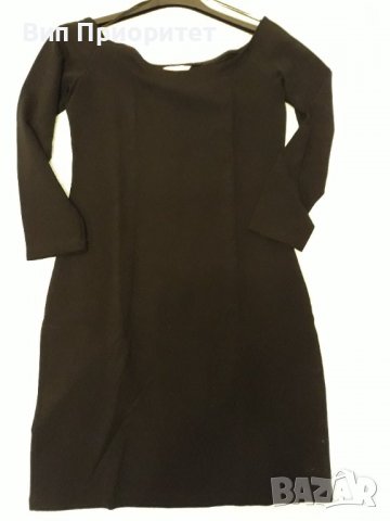 Черна еластична елегантна рокля марка Н & М къса с 3/4 ръкав и много сексапилно лодка-деколте, снимка 8 - Рокли - 37434358