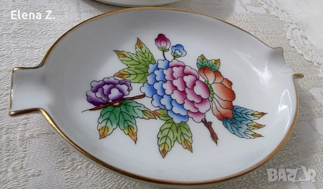 2 ръчно рисувани пепелника Herend Hungary, снимка 7 - Декорация за дома - 52231540