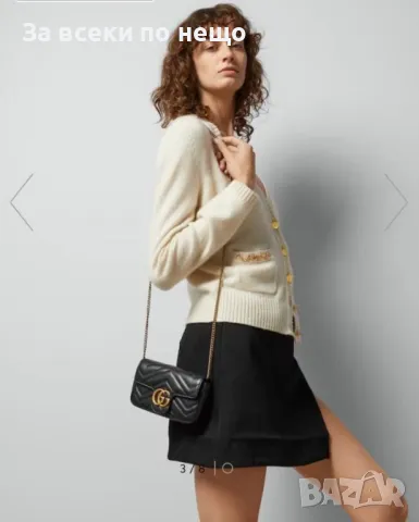 Gucci Дамска Кожена Чанта С Дълга Дръжка Която Става На Две Къси, снимка 7 - Чанти - 48972308