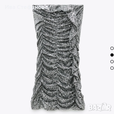 Нова елегантна парти официална коктейлна сребриста сребърни пайети блестяща  рокля zara Zara Зара, снимка 5 - Рокли - 48943523