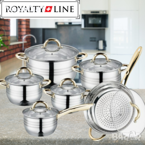 Комплект тенджери и тиган Royalty Line RL-1231G, 12ч.,16К/16/18/ 20/24/24Tсм.,, снимка 3 - Съдове за готвене - 44895477