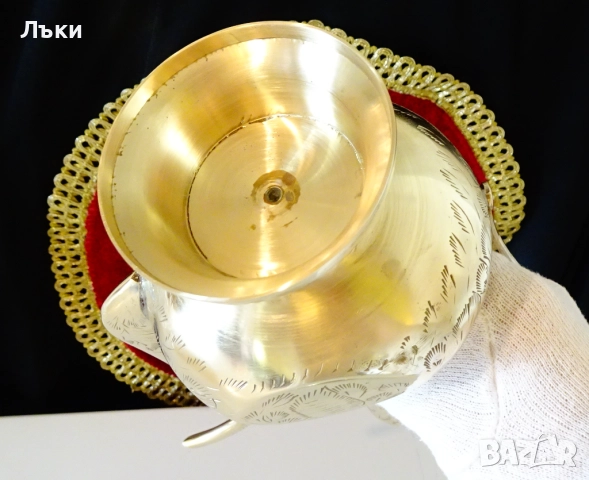 Бронзова кана за ракия,ибрик,Aftaba,36 см.,гравирана. , снимка 8 - Антикварни и старинни предмети - 51882530