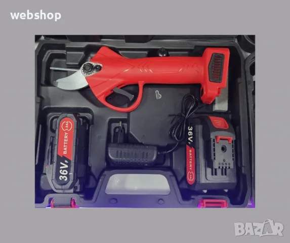 ПРОМО!! Електрическа ножица за лозя и подрязване на овошки с 2 батерии , снимка 2 - Други инструменти - 49095714