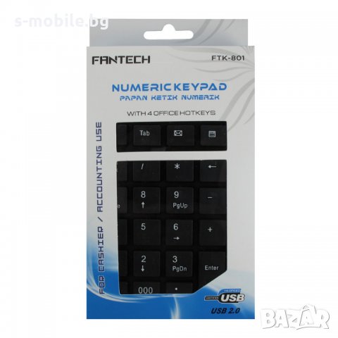 Клавиатура FanTech FTK-801 NumPad, USB, Черна - 6042, снимка 2 - Клавиатури и мишки - 28798341