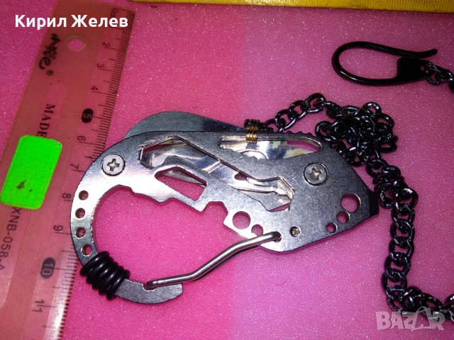 ИНТЕРЕСЕН ФЕШЪН МОДЕЛ НЕРЪЖДАЕМО КОМБИНИРАНО СГЪВАЕМО НОЖЧЕ с ЩЕМПЕЛ 1997 и ВЕРИЖКА / КЮСТЕК 43112, снимка 15 - Ножове - 44076672