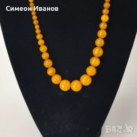 Стар гердан колие бакелит фатуран кехлибарен цвят  #6178, снимка 2 - Антикварни и старинни предмети - 51531504