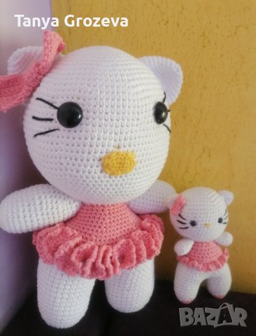 Ръчно плетено коте на една кука от памучна прежда , снимка 1