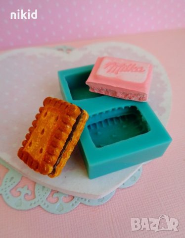 Парче Милка и бисквитка силиконов молд форма декорация и украса торта фондан шоколад