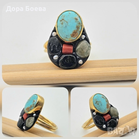 Сребърен пръстен: "Елементс", снимка 3 - Пръстени - 52393496