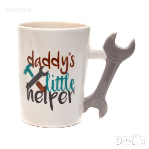 4327 Забавна чаша с дръжка Гаечен ключ и надпис Daddy’s little helper, снимка 2 - Чаши - 43567234