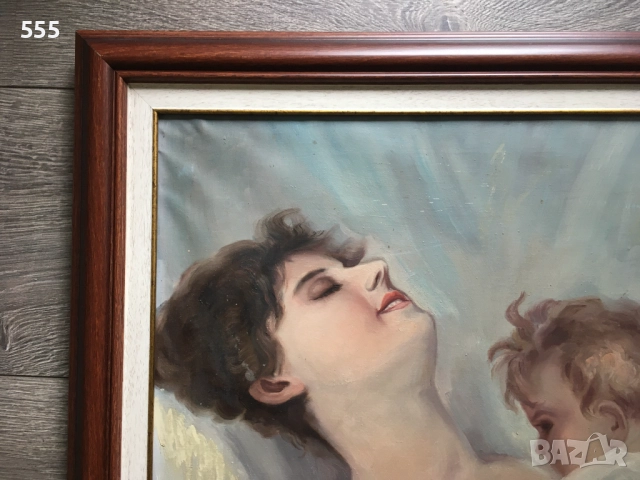 Голяма стара картина масло на платно, снимка 3 - Картини - 52016738