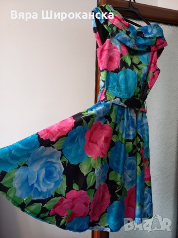 Луксозна официална рокля за повод на цветя от немачкаема коприна с пришита подплата. Размер: М, L. , снимка 6 - Рокли - 40523132