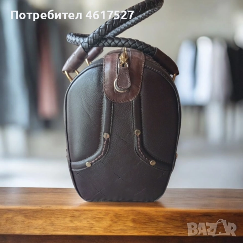 Кафява дамска чанта кожа, снимка 5 - Чанти - 52088179