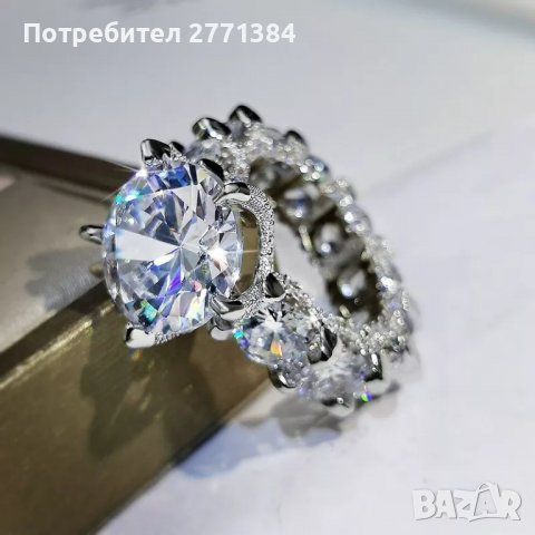 Диамантен дамски официален пръстен .Супер качество !! Пръстенът има над 20 камъка Сваровски по него., снимка 3 - Пръстени - 38670596