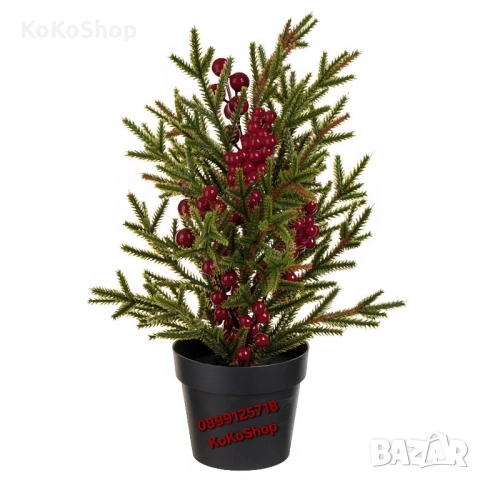 Елха с червени плодове в саксия-30 см./изкуствена елха
