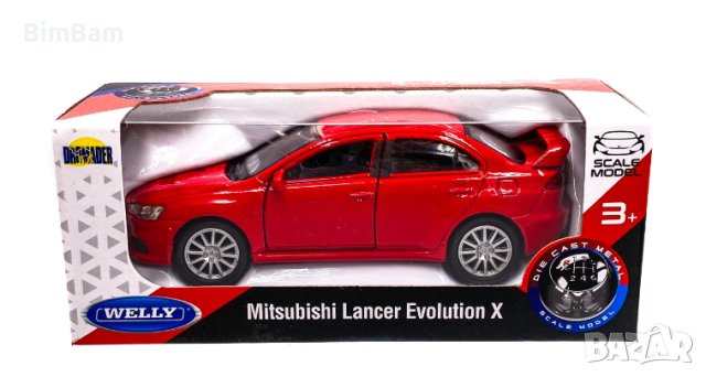 Колекционерска метална количка Mitsubishi Lancer Evolution X / WELLY
