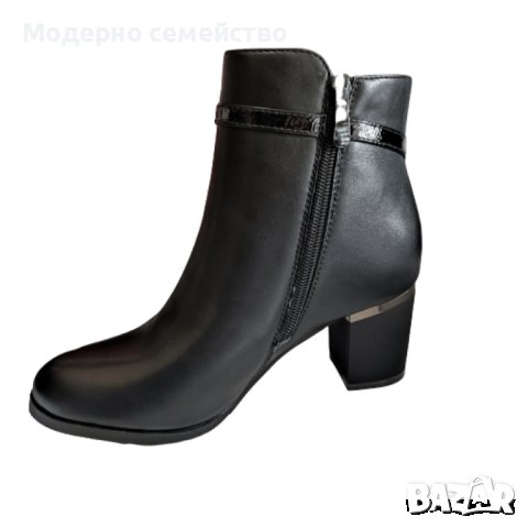 Дамски елегантни обувки боти в черно , снимка 3 - Дамски боти - 43923746