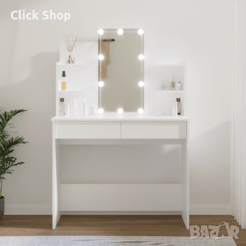 Тоалетка с LED, бяла, 96x40x142 см, снимка 1 - Тоалетки - 40739845
