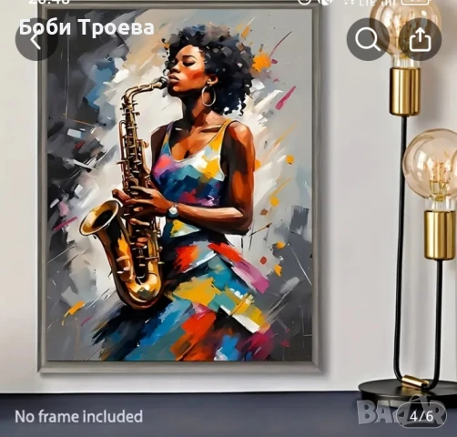 Абстрактен джазов саксофонист на платно, снимка 3 - Картини - 50716447