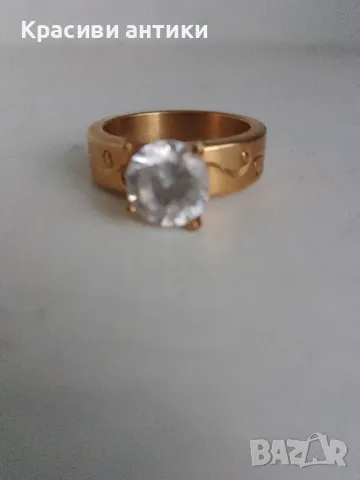 Разпродажба! Медицинска стомана прьстен с кристал, снимка 3 - Пръстени - 48494958