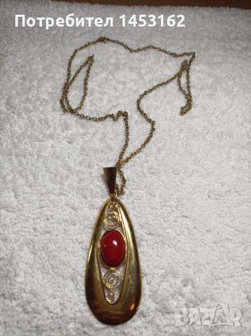 Старо винтидж колие с червен камък, снимка 2 - Колиета, медальони, синджири - 39651302
