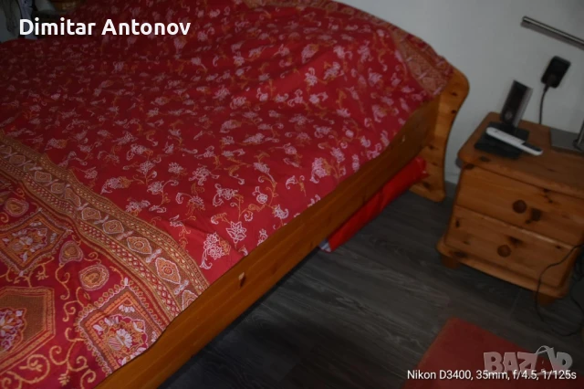 продавам легло, дърво масив.Комплект с скари и матрак., снимка 2 - Спални и легла - 51232134