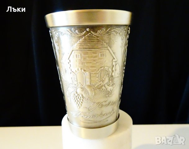 Чаша от калай с релефни картини от Щутгарт. , снимка 1 - Антикварни и старинни предмети - 27266696