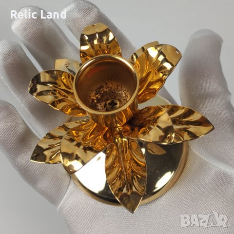 Малък свещник с 24k позлата, снимка 6 - Антикварни и старинни предмети - 43885714