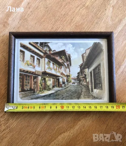 Малка картина за подарък рисувана с маслени бои в дървена рамка с размери 15x20 см, Англия, снимка 5 - Картини - 49008899