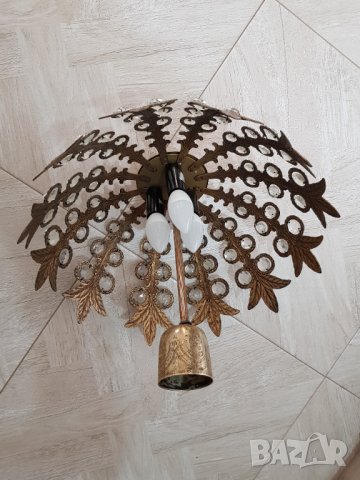 Стар френски бронзов полилей във формата на чадър, снимка 7 - Антикварни и старинни предмети - 37146008