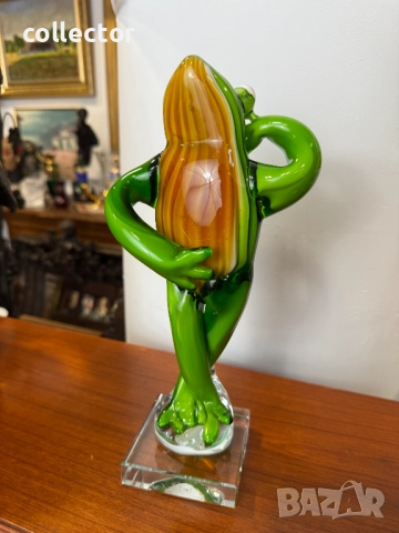 Ръно изработена жаба от цветно стъкло. №7387, снимка 7 - Колекции - 51886803