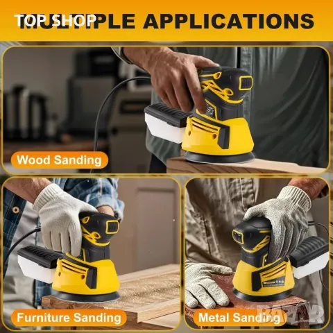 Орбитален шлайф Enventor, 350 W, 6000-13000 RPM, 6 скорости, с кутия за събиране на прах, 125 мм, снимка 9 - Гедорета - 49500424