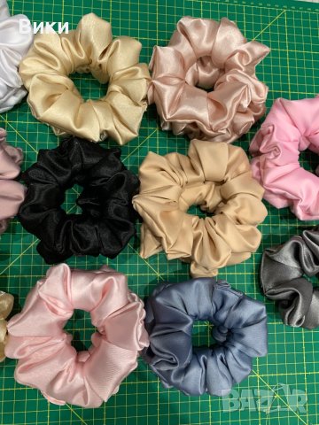 Скрънчи, ластик за коса от сатен, снимка 7 - Аксесоари за коса - 43300187