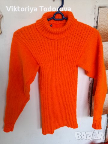 Оранжево поло-ръчно плетиво+подарък-шал
