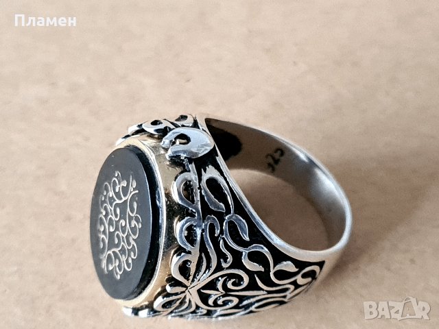 мъжки сребърен пръстен с две лица, снимка 2 - Пръстени - 35123860