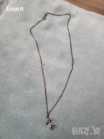 Антикварно сребърно синджирче с футболист