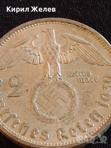 Сребърна монета 2 райхсмарки 1939г. Нацистка Германия Трети Райх с СХВАСТИКА за КОЛЕКЦИЯ 42063, снимка 7 - Нумизматика и бонистика - 43798602