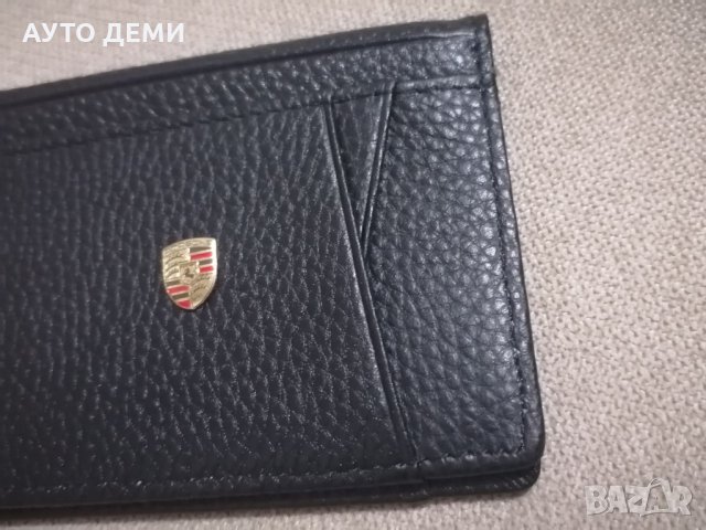 Качествен черен кожен калъф органайзер с релефна емблема на Порше Porsche, снимка 2 - Аксесоари и консумативи - 35627303