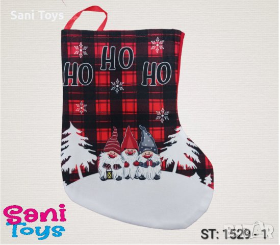 Коледен чорап 25 см, снимка 1 - Декорация за дома - 43184156
