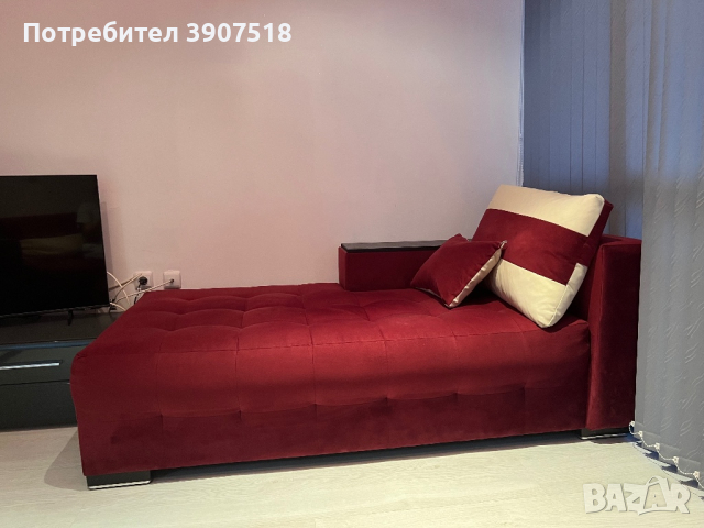 Разтегателен диван с лежанка подлакътник етажерка, снимка 2 - Дивани и мека мебел - 44847623