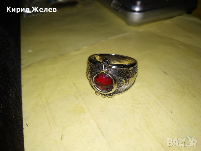 ПОСРЕБРЕН ТУРСКИ РЯДЪК ПРЪСТЕН от БЛАГОРОДНА СТОМАНА с ФАСЕТИРАН ЧЕРВЕН КРИСТАЛ 36600, снимка 10 - Пръстени - 39710029