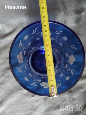 кристална ваза бохемия кобалт, снимка 4 - Антикварни и старинни предмети - 32750721